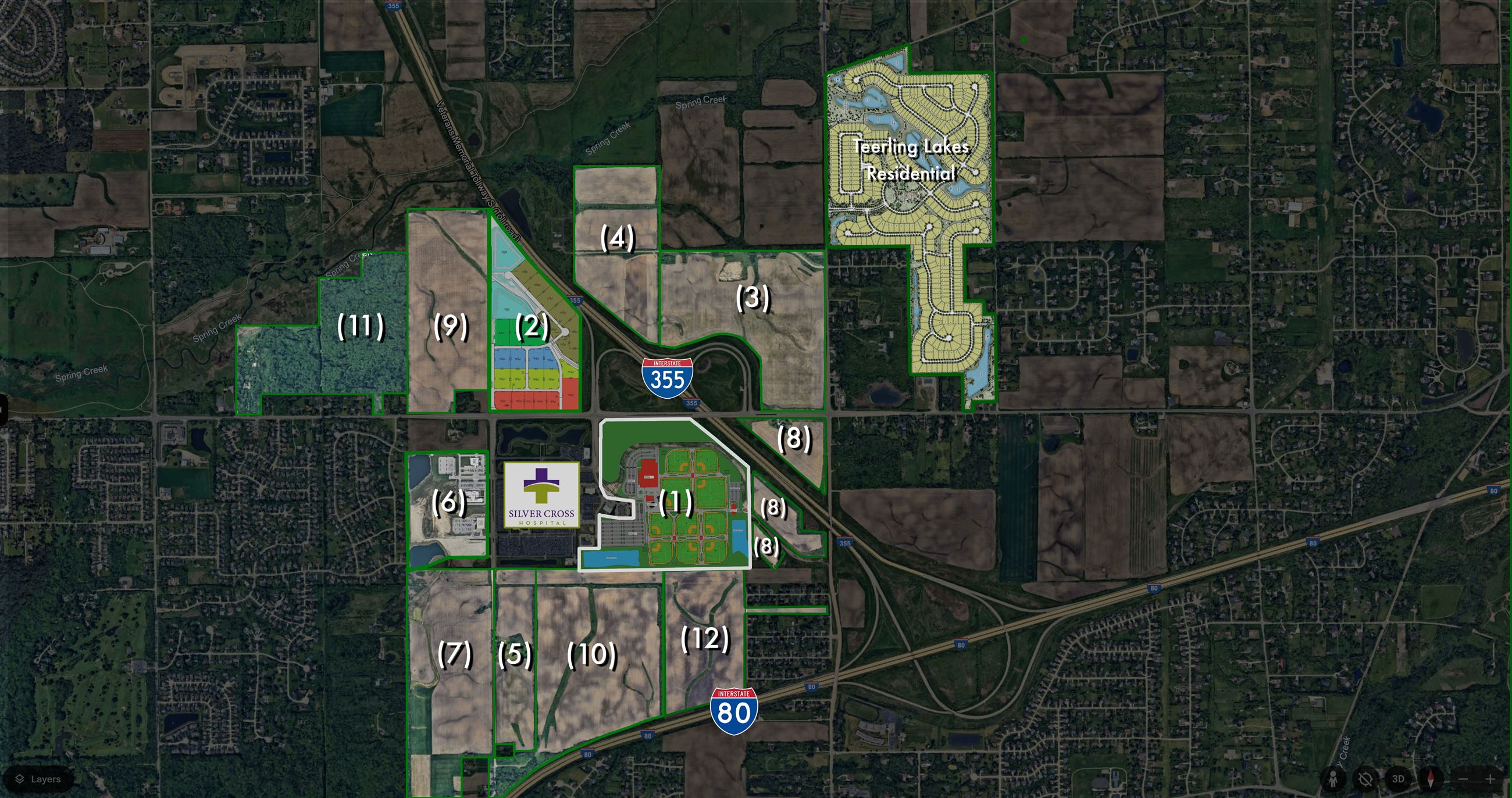 Map of the parcels for sale and development on i355